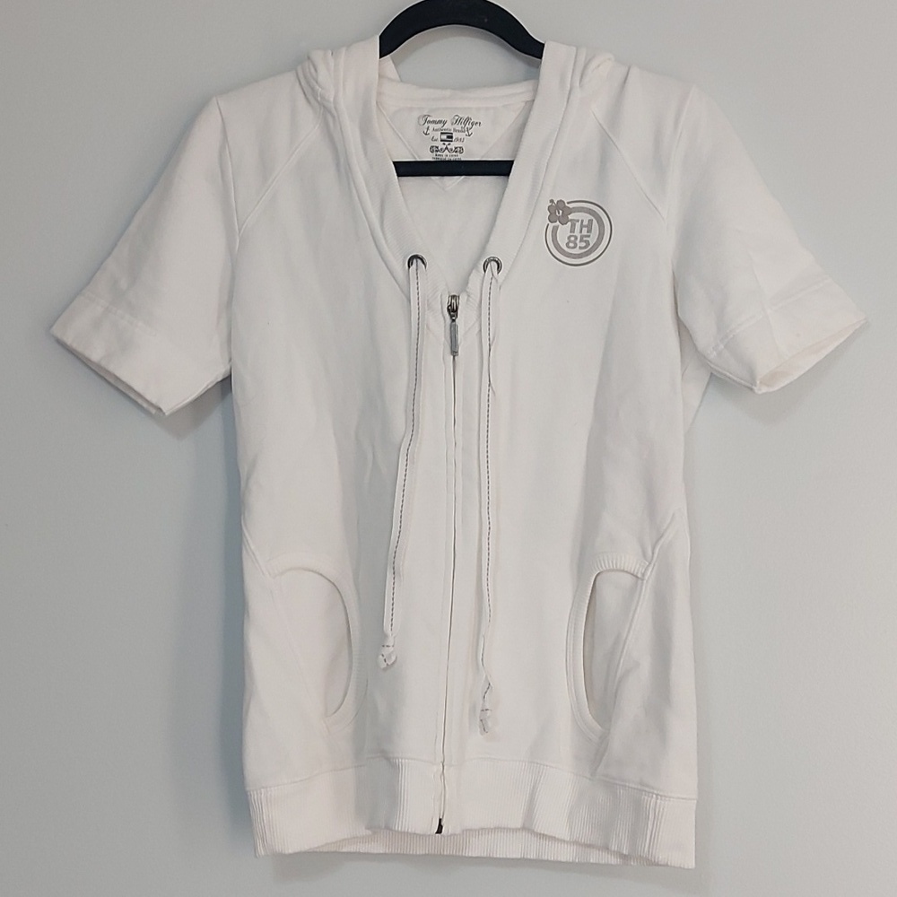 TOMMY Hilfiger short sleeve sweater small white
